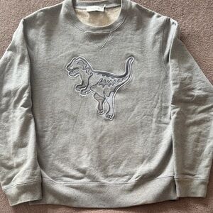 Coach Gray Crewneck Sweater with Dinosaur Design Rexy